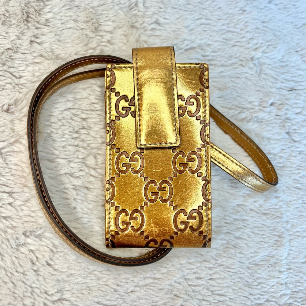 Gucci Metallic Bronze GG Monogram Mini Lanyard Bag - Picture 4 of 15